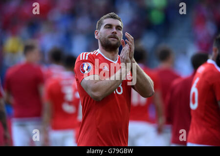 Sam Vokes (Pays de Galles) ; le 25 juin 2016- : Football UEFA Euro 2016, Tour de France 16, le Pays de Galles 1-0 Irlande du Nord à Stade Parc des Princes, Paris, France. (Photo par aicfoto/AFLO) Banque D'Images