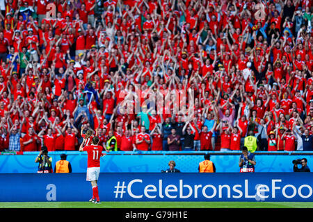 Paris, France. © D. 25 Juin, 2016. Gareth Bale (WAL) Football/soccer : UEFA EURO 2016 ronde de 16 match entre le Pays de Galles 1-0 Irlande du Nord au Parc des Princes à Paris, France. © D .Nakashima/AFLO/Alamy Live News Banque D'Images