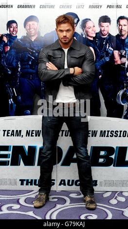 Kellan Lutz assiste à une photo pour les Expendables III à l'hôtel Corinthia à Londres. Banque D'Images