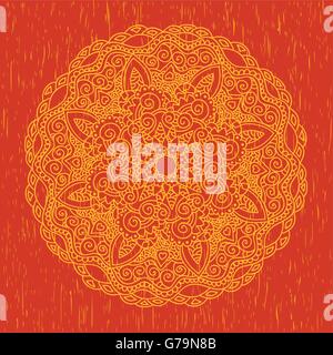 Mandala orange ronde ornement Illustration de Vecteur