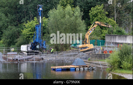 Une vue d'ensemble du projet cas (Central Access Scheme) de plusieurs millions d'euros qui comprend la construction d'un nouveau pont au-dessus de la rivière Nore à Kilkenny. Banque D'Images