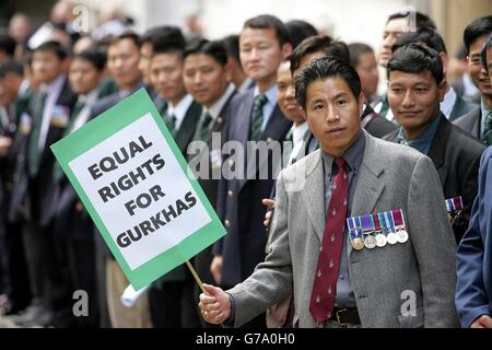 Protresting Gurkhas pour la citoyenneté Banque D'Images