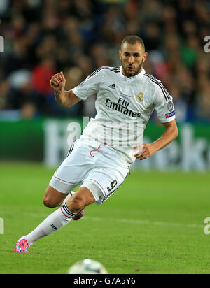 Football - 2014 UEFA Super Cup - Sevilla v Real Madrid - Cardiff City Stadium. Karim Benzema, Real Madrid Banque D'Images