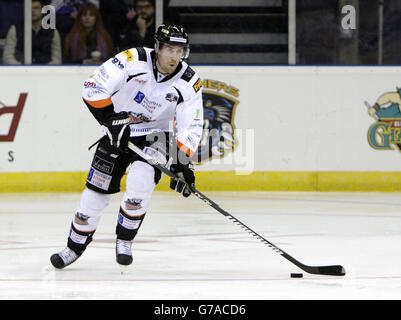 Hockey sur glace - Rapid Solicitors Elite Ice Hockey League - 2014 Play offs - final - Belfast Giants / Sheffield Steelers - capita. Dustin Kohn, Sheffield Steelers Banque D'Images