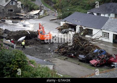 Les inondations de Boscastle Banque D'Images