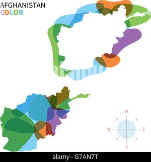 Abstract vector carte en couleur de l'Afghanistan Illustration de Vecteur