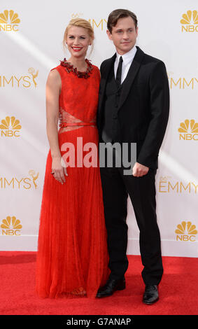 Claire Danes et Hugh Dancy arrivent aux EMMY Awards 2014 au Nokia Theatre de Los Angeles, aux États-Unis. Banque D'Images