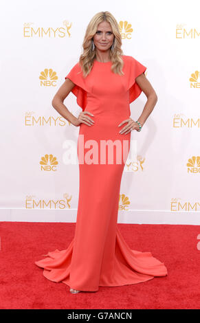 Heidi Klum arrivant aux EMMY Awards 2014 au Nokia Theatre de Los Angeles, Etats-Unis. Banque D'Images