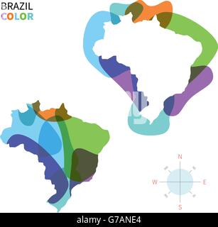 Abstract vector color carte du Brésil Illustration de Vecteur