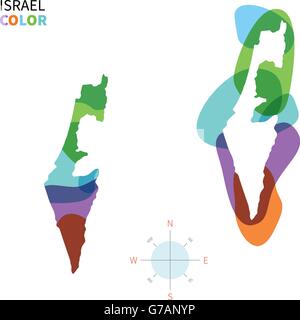 Abstract vector map couleur d'Israël Illustration de Vecteur