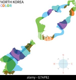 Abstract vector carte des couleurs de la Corée du Nord Illustration de Vecteur