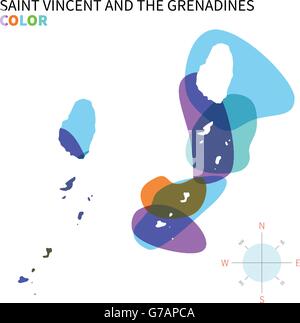 Abstract vector carte des couleurs de Saint Vincent et les Grenadines Illustration de Vecteur