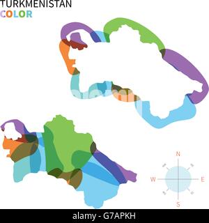 Abstract vector map couleur du Turkménistan Illustration de Vecteur