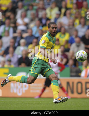 Lewis Grabban de Norwich City pendant le match de championnat Sky Bet à Carrow Road, Norwich. APPUYEZ SUR ASSOCIATION photo. Date de la photo: Samedi 30 août 2014. Voir PA Story SOCCER Norwich. Le crédit photo devrait indiquer : Jon Buckle/PA Wire. Banque D'Images