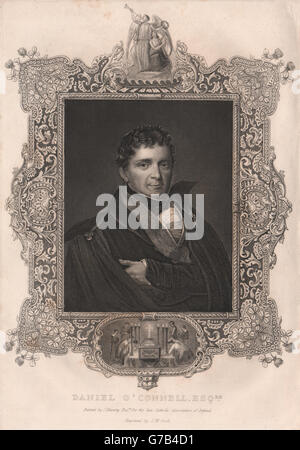 Daniel O'Connell. Nationaliste irlandais. L'Irlande. TALLIS, ancien 1853 Banque D'Images