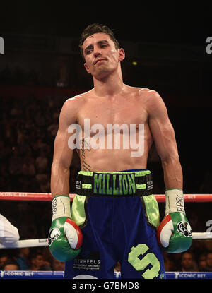 Boxe - WBO titre léger Inter-Continental - Anthony Crolla v Gamaliel Diaz - Manchester Arena.Anthony Crolla après un tirage au sort contre Gamaliel Diaz dans le WBO Inter-Continental Lightweight Title Fight à la Manchester Arena, Manchester. Banque D'Images