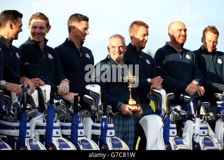 Le capitaine de l'Europe Paul McGinley pendant la séance photo d'Europe au parcours de golf Gleneagles, dans le Perthshire. Banque D'Images