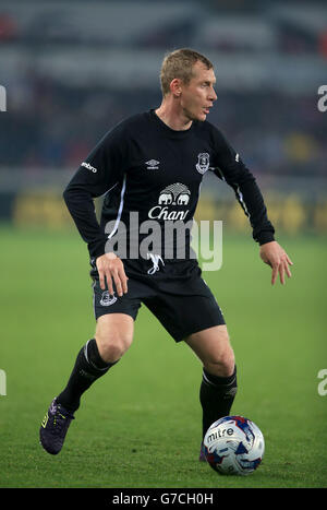 Tony Hibbert d'Everton lors du match de la troisième manche de la coupe Capital One au Liberty Stadium, à Swansea. APPUYEZ SUR ASSOCIATION photo. Date de la photo: Mardi 23 septembre 2014. Voir PA Story FOOTBALL Swansea. Le crédit photo devrait se lire comme suit : Nick Potts/PA Wire. Banque D'Images