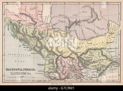 L'ancienne Grèce du Nord. "La Macédoine, Thrace, Illyrie &c.". BARTHOLOMEW, 1878 map Banque D'Images