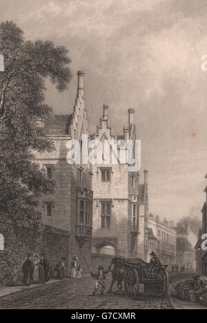 SIDNEY Sussex College, Cambridge. LE KEUX, antique print 1841 Banque D'Images