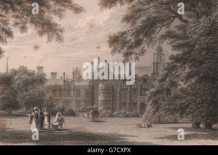 SIDNEY SUSSEX COLLEGE. des Maîtres Jardin, Cambridge. LE KEUX, imprimer 1841 Banque D'Images