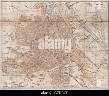 Vienne Vienne ville antique city plan stadtplan. Autriche Österreich karte, 1896 map Banque D'Images