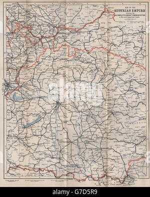 La HONGRIE ET LA GALICE. L'Empire autrichien. Les routes. L'Autriche-Hongrie, la carte 1896 Banque D'Images