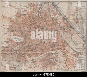 Vienne Vienne ville antique city plan stadtplan. Autriche Österreich karte, 1905 map Banque D'Images