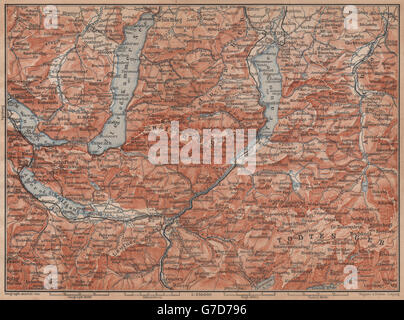 Amérique du Salzkammergut. Gmunden Ischl Hallstatt. Altmunster Ebensee karte, 1905 map Banque D'Images