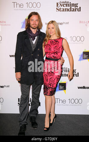 Christopher Backus et Mira Sorvino arrivent au Evening Standard's The 1000 plus influents Londoners 2014, à l'Institut Francis Crick à Londres. Banque D'Images