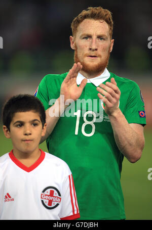 Stephen Quinn, de la République d'Irlande, lors de la qualification à l'Euro 2016 de l'UEFA, le Groupe D au Boris Paichadze Dinamo Arena, Tbilissi. Banque D'Images