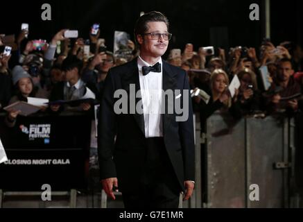 Brad Pitt arrive pour le gala de clôture du BFI London film Festival de Fury à l'Odeon, Leicester Square, Londres. Banque D'Images