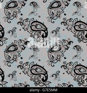 Paisley Hand drawn seamless pattern. Illustration de Vecteur