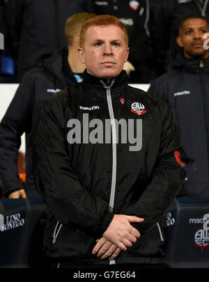 Football - Championnat Sky Bet - Bolton Wanderers / Wigan Athletic - Stade Macron. Le directeur de Bolton Wanderers, Neil Lennon, avant le lancement Banque D'Images