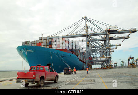 Edith Maersk à DP World London Gateway Banque D'Images