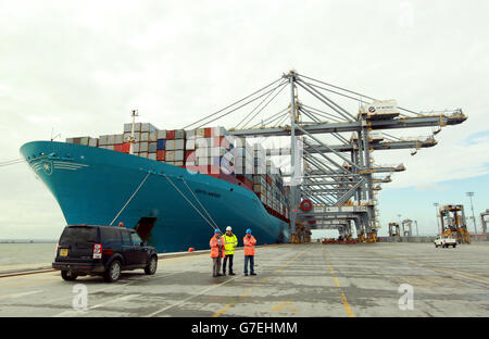 Edith Maersk à DP World London Gateway Banque D'Images