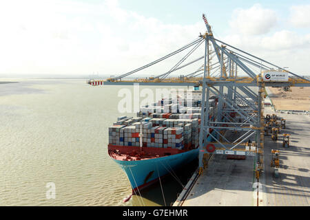 Edith Maersk à DP World London Gateway Banque D'Images