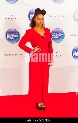 Lianne la Havas arrive pour la cérémonie du Mercury Music Prize 2014 au Roundhouse de Camden, dans le nord de Londres. Banque D'Images