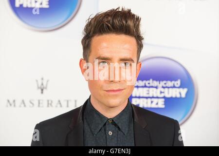 Nick Grimshaw arrive pour la cérémonie du Mercury Music Prize 2014 au Roundhouse de Camden, dans le nord de Londres. Banque D'Images