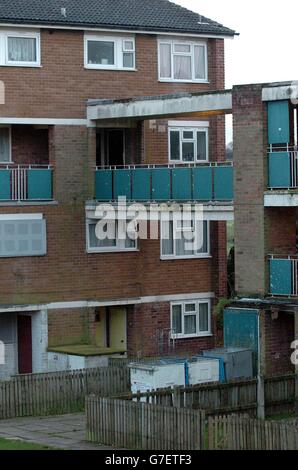 L'appartement à Bartley Green, Birmingham (deuxième étage) où Heidi Appleton a laissé ses deux enfants pendant qu'elle s'est rendue à Madrid pour assister au récent match de football Angleterre/Espagne. Banque D'Images