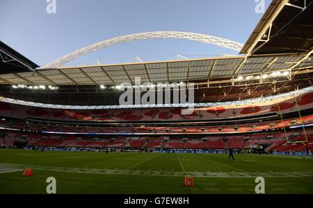 Vue générale du terrain avant le match international de la NFL au stade Wembley, Londres. Date de la photo: Dimanche 9 novembre 2014. Voir PA Story GRIDIRON NFL. Le crédit photo devrait se lire comme suit : Andrew Matthews/PA Wire. Banque D'Images