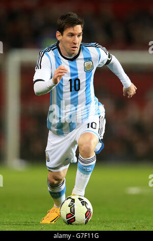 Football - International friendly - Argentine / Portugal - Old Trafford. Lionel Messi, Argentine Banque D'Images