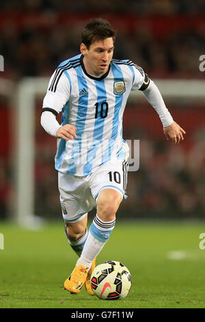 Football - International friendly - Argentine / Portugal - Old Trafford. Lionel Messi, Argentine Banque D'Images