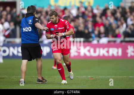 Leigh Halfpenny de Toulon lors du match de la coupe des champions de rugby européenne au Kingspan Stadium de Belfast. APPUYEZ SUR ASSOCIATION photo. Date de la photo: Samedi 25 octobre 2014. Voir l'histoire de PA RUGBYU Ulster. Le crédit photo doit être Liam McBurney/PA Wire. Banque D'Images