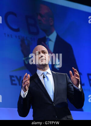 Fredrik Reinfeldt, ancien Premier ministre suédois et chef du Parti modéré, s'adresse à la conférence annuelle du CBI à Londres. Banque D'Images