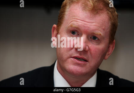 Paudie Coffey, ministre d'État au ministère de l'Environnement, à l'occasion du lancement de la Stratégie de logement social à la Maison de la coutume, Dublin. Banque D'Images