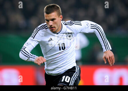 Lukas Podolski, l'Allemagne, l'international football match, match amical, Allemagne - Pays-Bas 3:0, l'Imtech Arena, Hambourg Banque D'Images