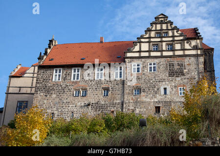 Château sur la colline du Schlossberg, Quedlinburg, UNESCO World Heritage Site, région du Harz (Saxe-Anhalt) Banque D'Images