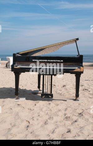 Piano sur la plage de sable, Usedom, Festival de musique, d'Ahlbeck Usedom Island, de la mer Baltique Mecklembourg-Poméranie-Occidentale, Banque D'Images