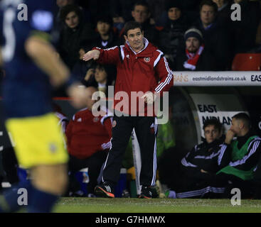 Football - Capital One Cup - quart de finale - Sheffield United / Southampton - Bramall Lane.Nigel Clough, directeur de Sheffield United, lors du match de finale du quart de la coupe de la capitale à Bramall Lane, Sheffield. Banque D'Images